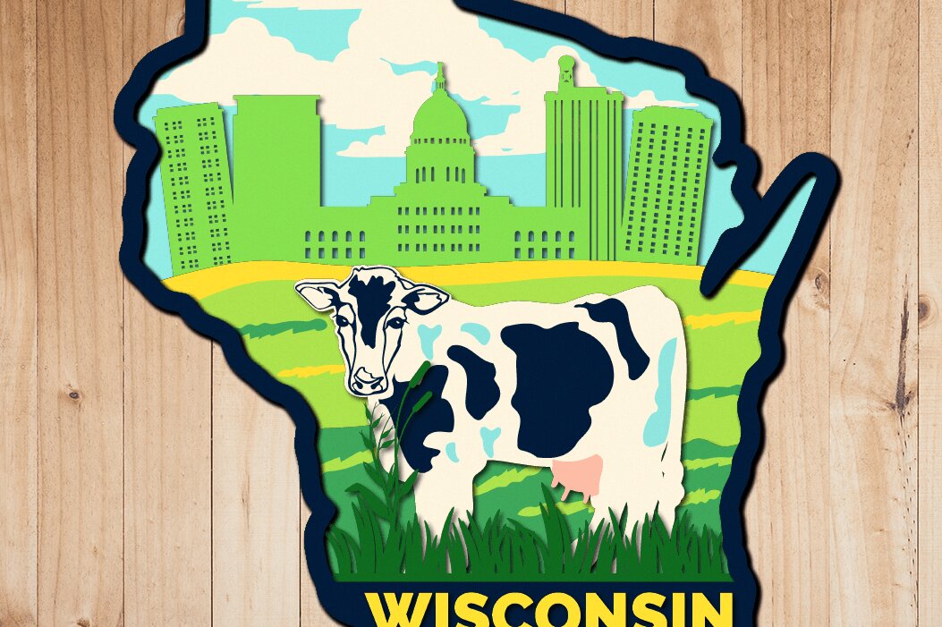 Σετ των 2 Intra απο ξύλο plywood 3mm-4mm πάχος – Wisconsin, 3D Layered Αρχείο Δίασταση  20x20 cm INTRAFABR-33545463