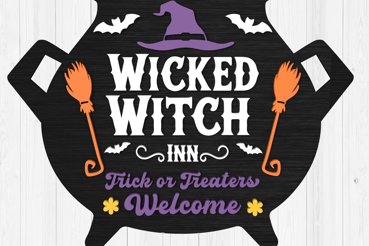 Σετ των 2 Intra απο ξύλο plywood 3mm-4mm πάχος – Witch Door Hanger, Αρχεία κοπής με λέιζερ Δίασταση  20x20 cm INTRAFABR-105736132