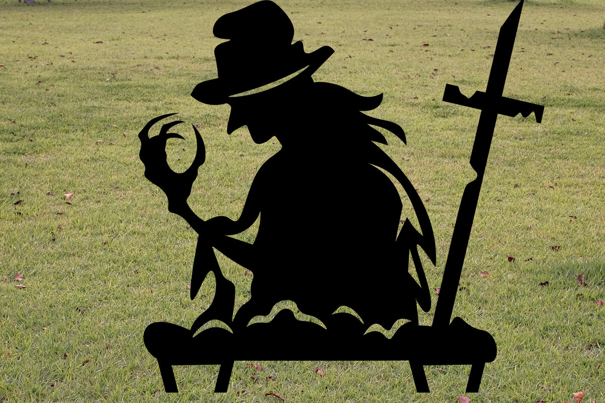 Σετ των 2 Intra απο ξύλο plywood 3mm-4mm πάχος – Witch Halloween Garden Decor Cut Laser Δίασταση  20x20 cm INTRAFABR-79072468