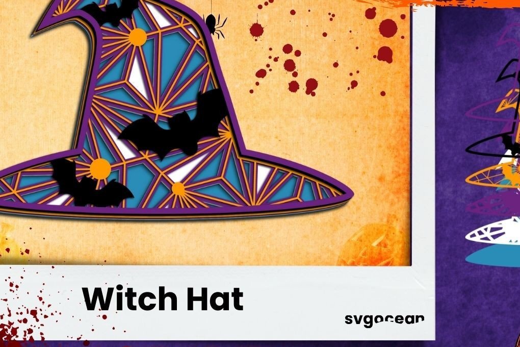 Σετ των 2 Intra απο ξύλο plywood 3mm-4mm πάχος – Καπέλο μαγισσών 3D Δίασταση  20x20 cm INTRAFABR-36603220