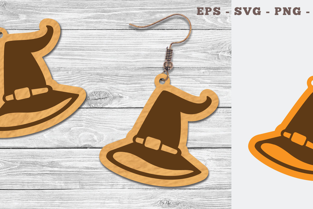 Σετ των 3 Intra απο ξύλο plywood 3mm-4mm πάχος – Σκουλαρίκια με λέιζερ καπέλο μαγισσών Δίασταση  5x5 cm INTRAFABR-107200954