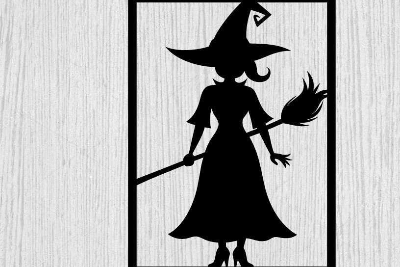 Intra απο ξύλο plywood 3mm-4mm πάχος – Witch on Broomstick Metal Wall Art Laser Δίασταση  40x30 cm INTRAFABR-102823384
