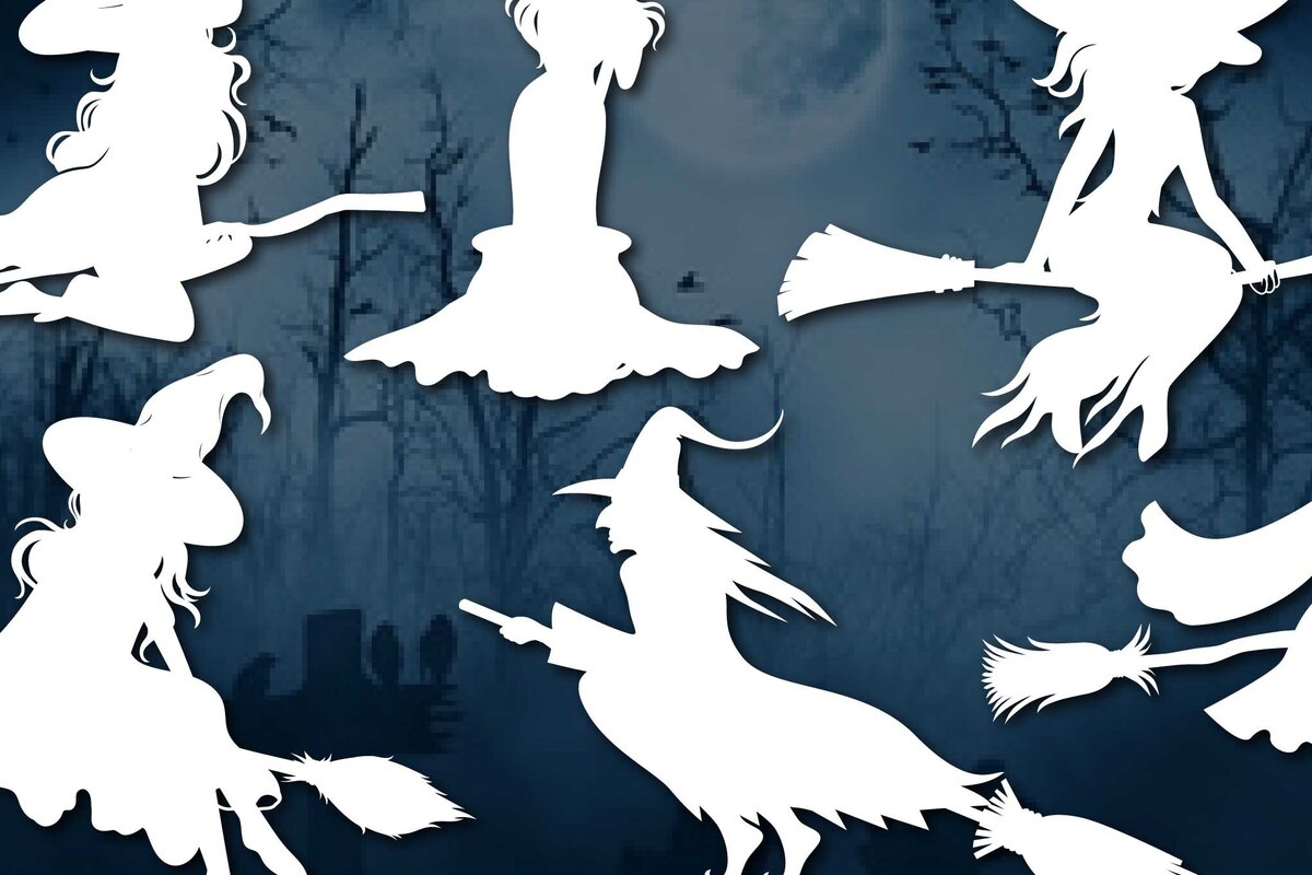 Σετ των 2 Intra απο ξύλο plywood 3mm-4mm πάχος – Πακέτο Silhouettes Witch Δίασταση  20x20 cm INTRAFABR-77624894