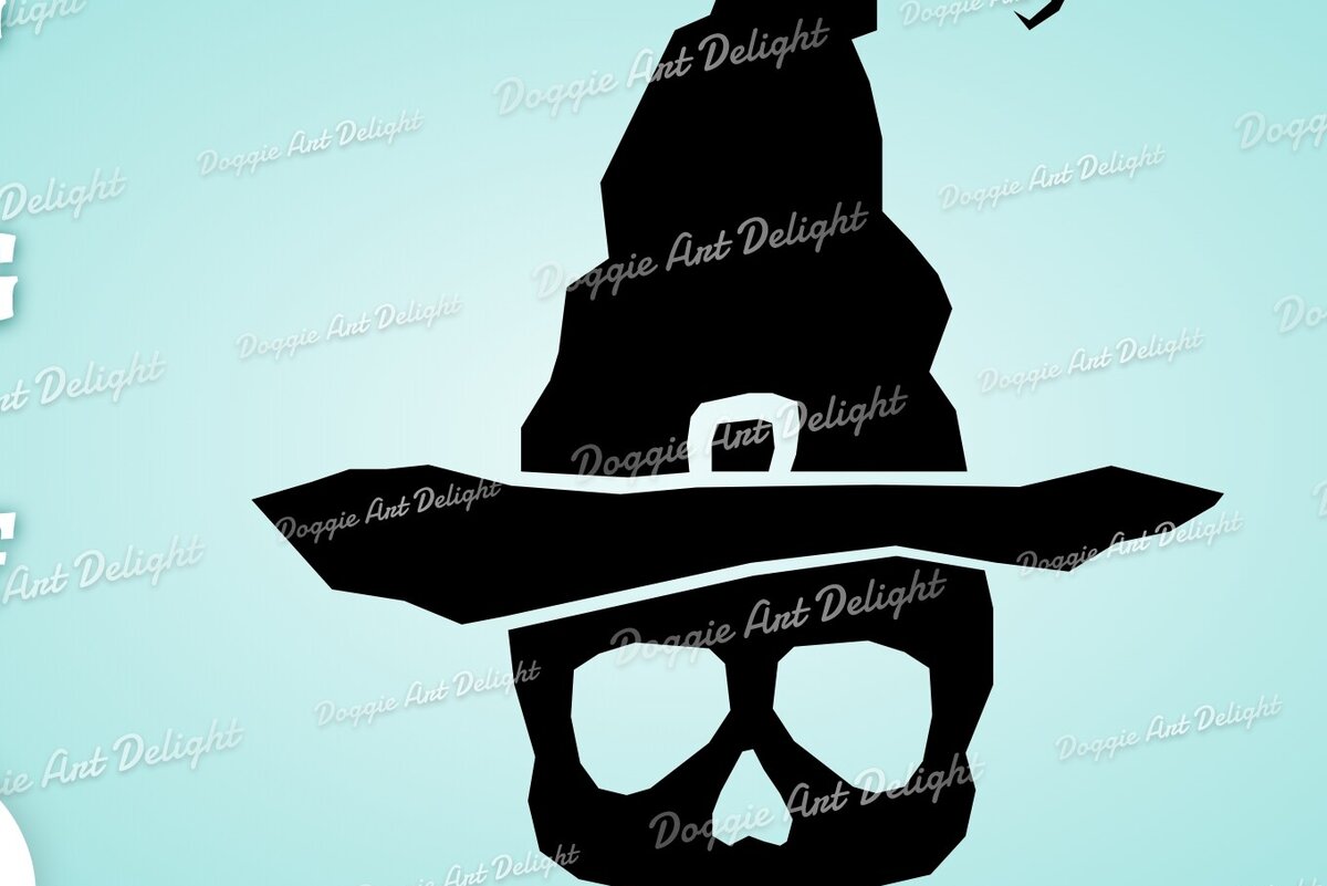 Σετ των 2 Intra απο ξύλο plywood 3mm-4mm πάχος – Αρχείο περικοπής Witch Skull Png Halloween Δίασταση  20x20 cm INTRAFABR-78653315