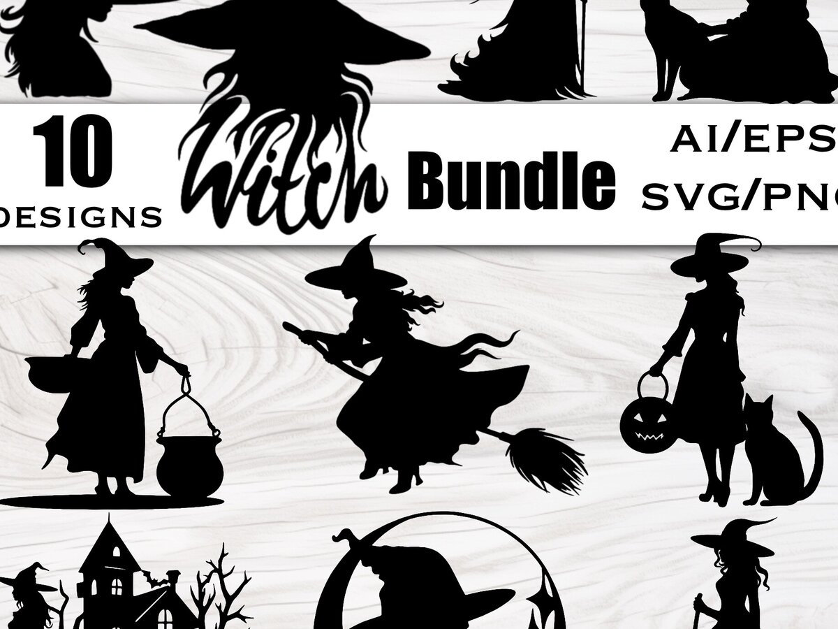 Σετ των 2 Intra απο ξύλο plywood 3mm-4mm πάχος – Πακέτο μάγισσας, διανυσματική τέχνη αποκριών Δίασταση  20x20 cm INTRAFABR-78188313