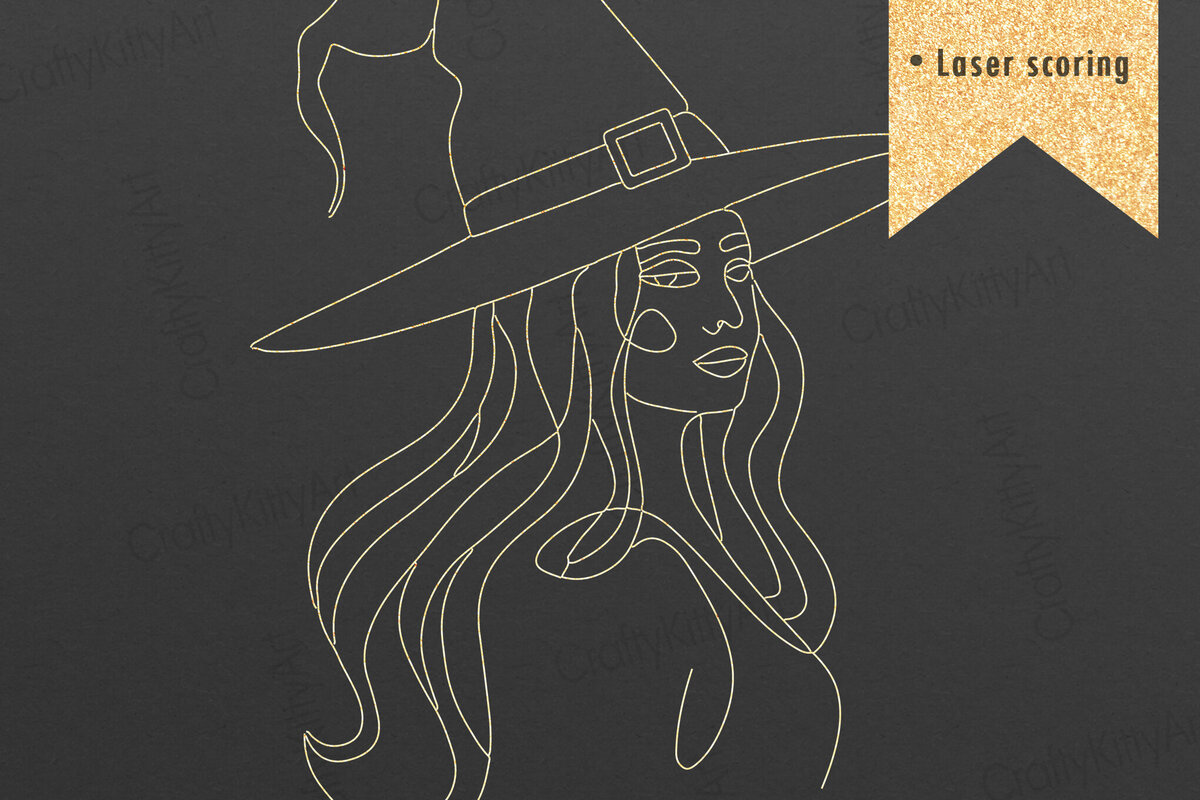 Σετ των 2 Intra απο ξύλο plywood 3mm-4mm πάχος – Μάγισσα. Μινιμαλιστικό  γραμμικής τέχνης Δίασταση  20x20 cm INTRAFABR-106455809