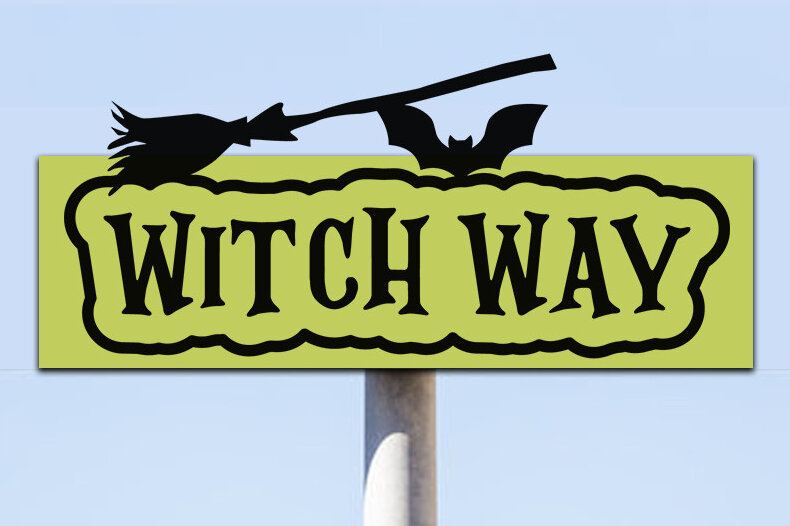 Σετ των 2 Intra απο ξύλο plywood 3mm-4mm πάχος – Πινακίδα Witch Way Street Δίασταση  20x20 cm INTRAFABR-76907061