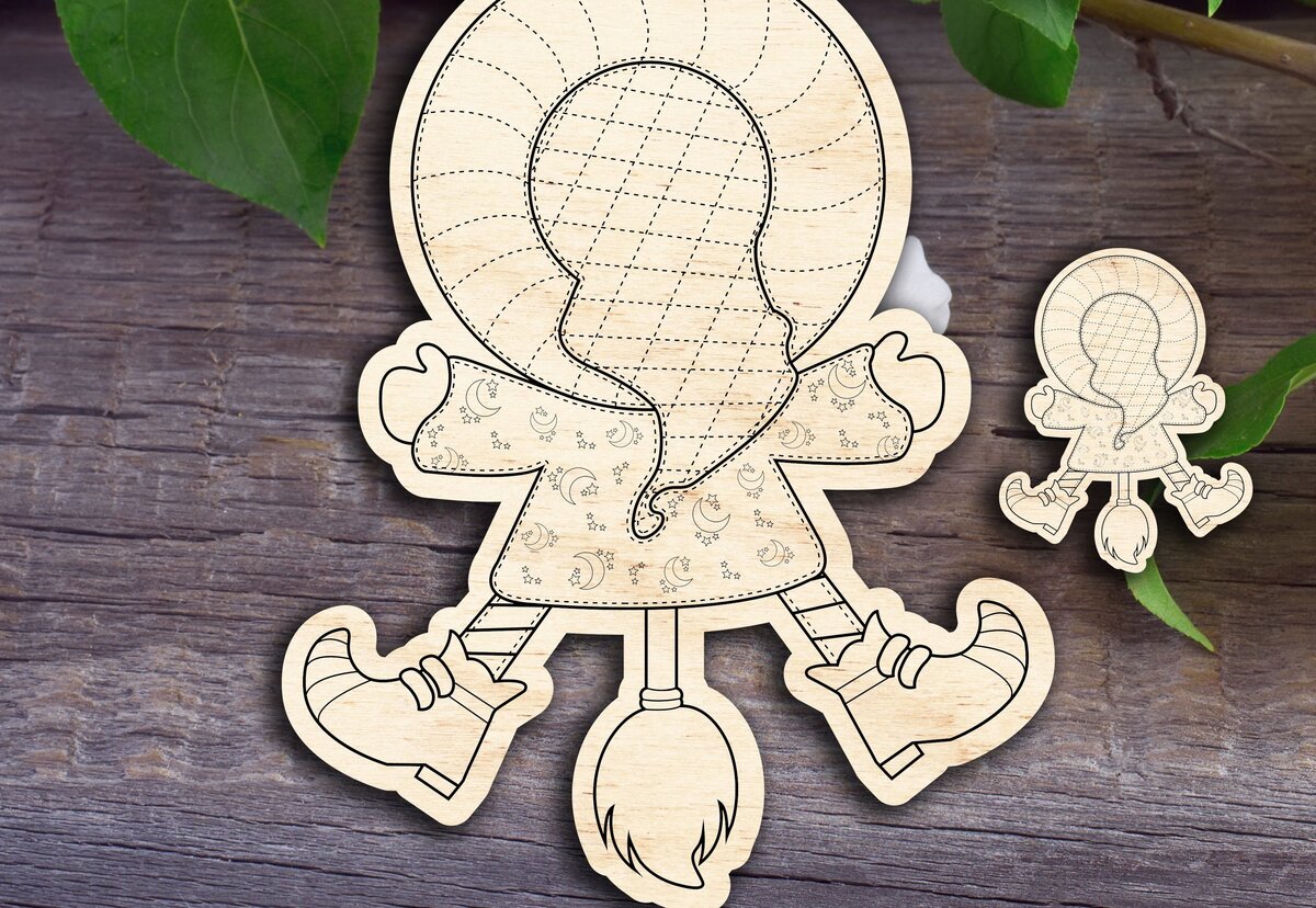 Σετ των 2 Intra απο ξύλο plywood 3mm-4mm πάχος – Μαγικό σημάδι αποκριών Δίασταση  20x20 cm INTRAFABR-31054293