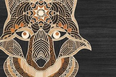 Σετ των 2 Intra απο ξύλο plywood 3mm-4mm πάχος – Λύκος Δίασταση  20x20 cm INTRAFABR-32437203