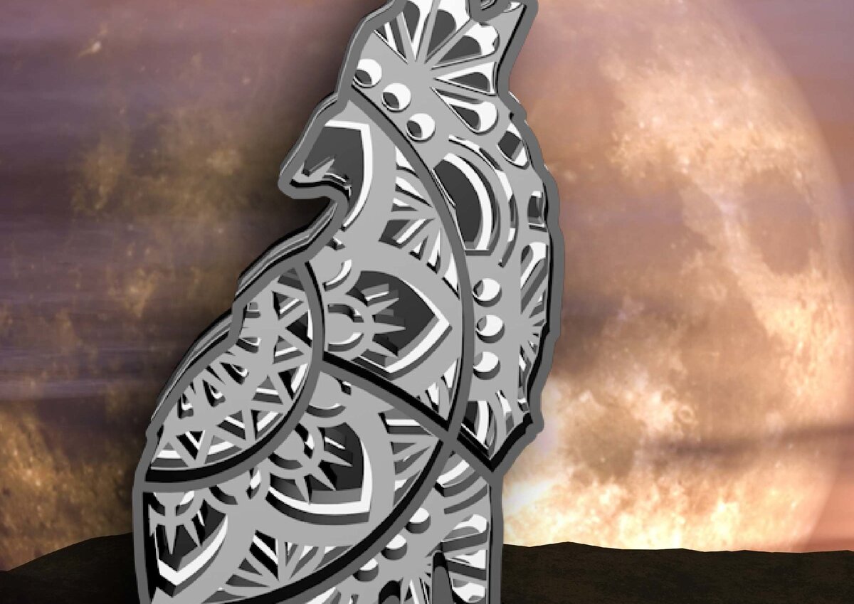 Σετ των 2 Intra απο ξύλο plywood 3mm-4mm πάχος – Wolf , 4 Layers , , Mandala Δίασταση  20x20 cm INTRAFABR-29339736