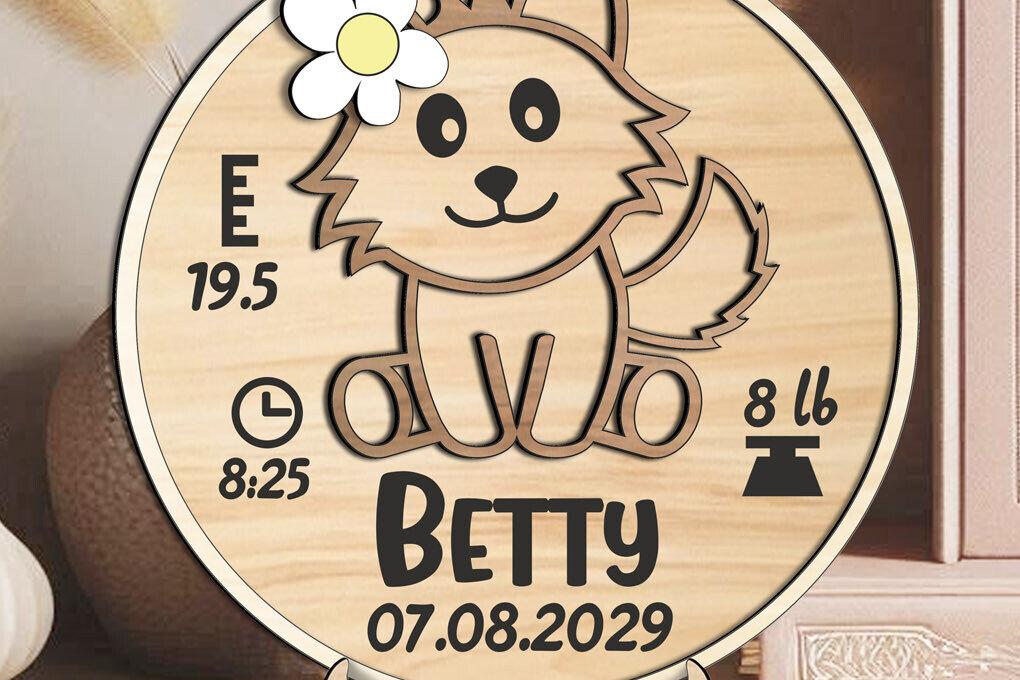 Σετ των 2 Intra απο ξύλο plywood 3mm-4mm πάχος – Wolf Baby Ανακοίνωση Round Circle Δίασταση  20x20 cm INTRAFABR-119499962