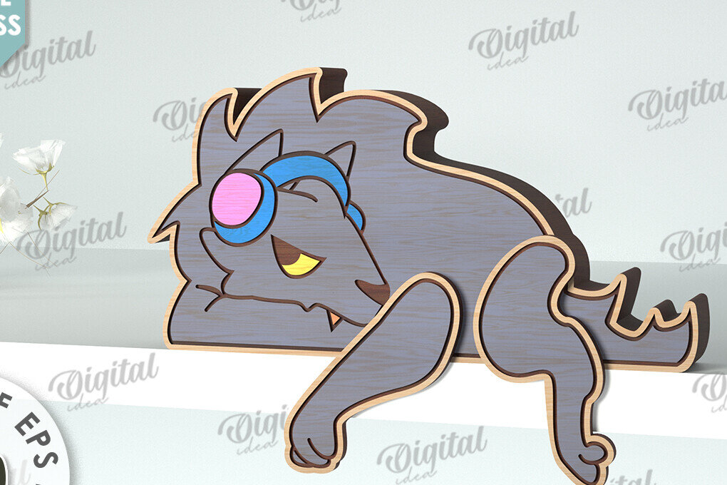 Σετ των 2 Intra απο ξύλο plywood 3mm-4mm πάχος – Wolf Funny Decor Δίασταση  20x20 cm INTRAFABR-117112745