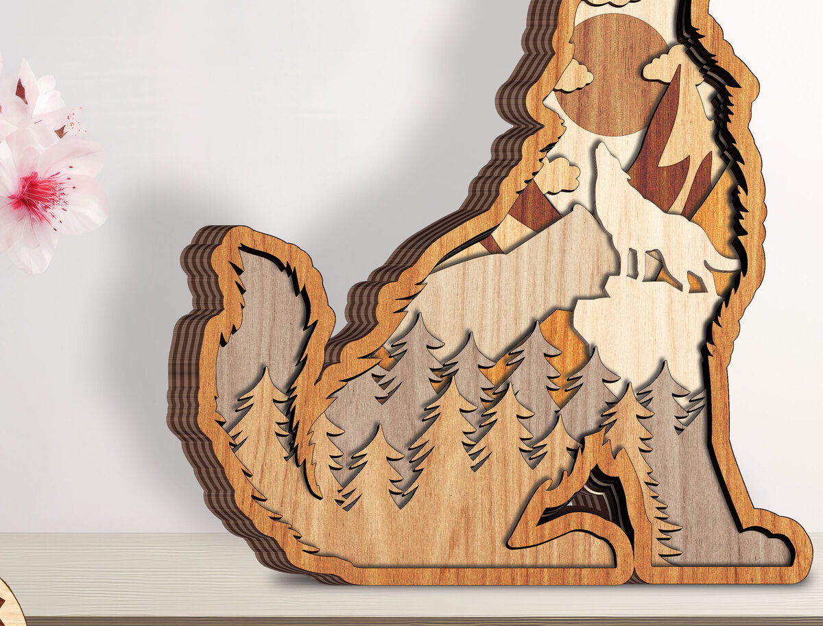 Σετ των 2 Intra απο ξύλο plywood 3mm-4mm πάχος – Wolf File Δίασταση  20x20 cm INTRAFABR-93084162