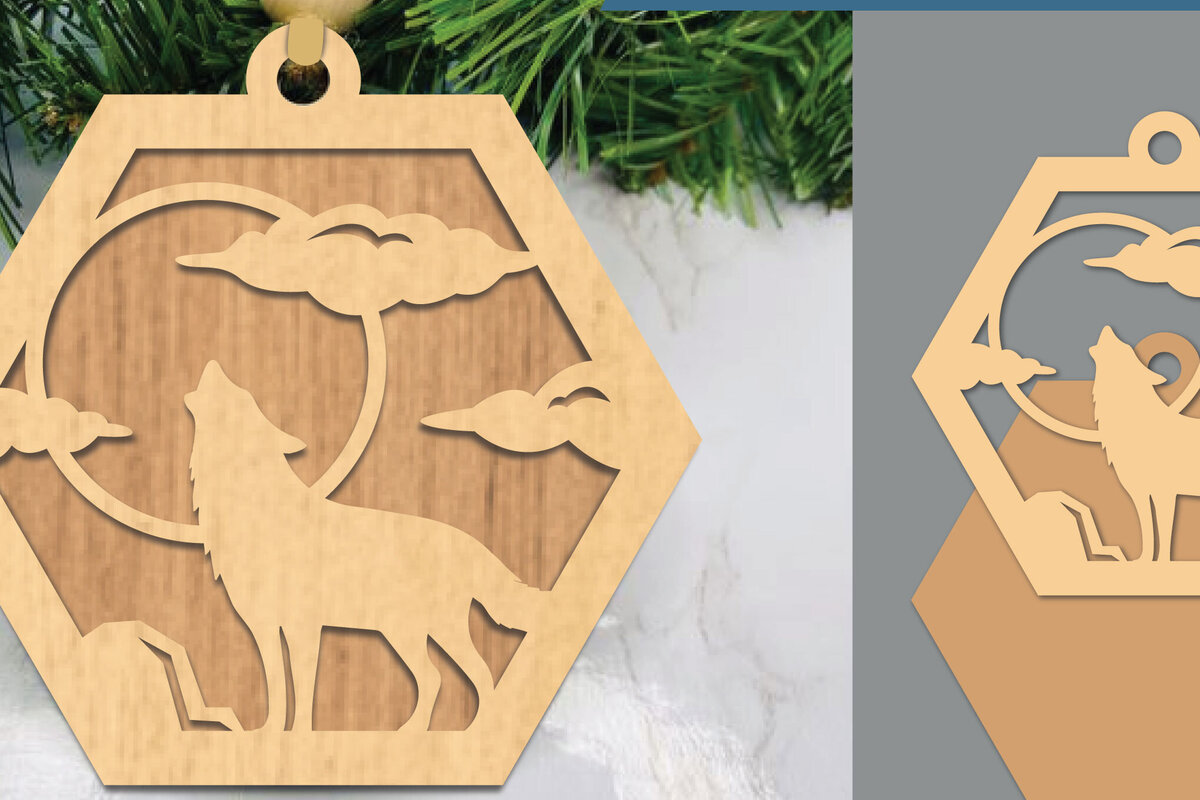 Σετ των 2 Intra απο ξύλο plywood 3mm-4mm πάχος – Στολίδι Wolf Δίασταση  20x20 cm INTRAFABR-105469589