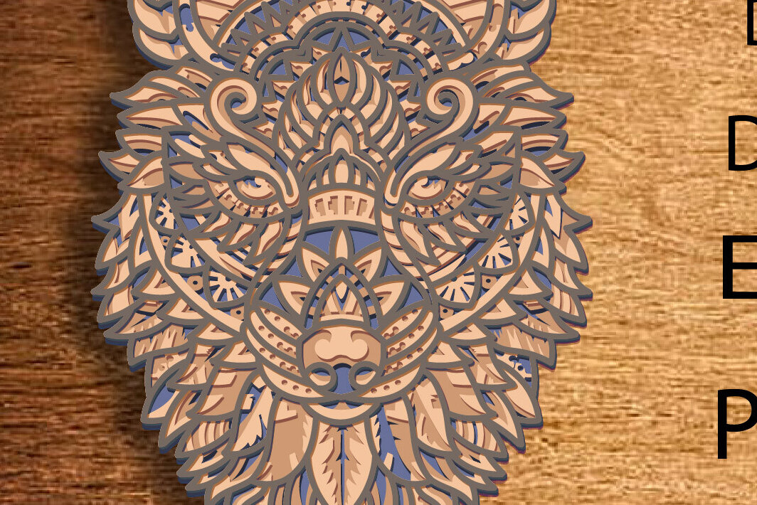 Σετ των 2 Intra απο ξύλο plywood 3mm-4mm πάχος – Wolf Mandalal Multilayer/Laser Cut Δίασταση  20x20 cm INTRAFABR-83032386