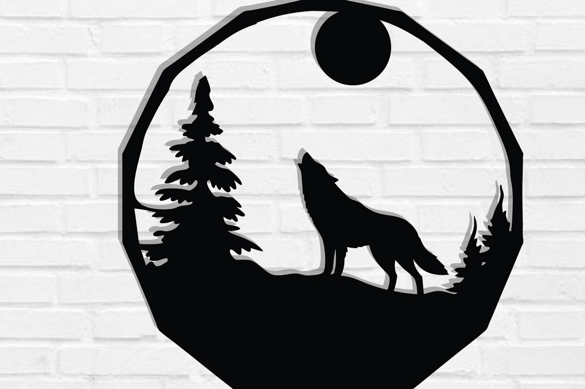 Intra απο ξύλο plywood 3mm-4mm πάχος – Αρχεία κοπής με λέιζερ μεταλλικού τοίχου Wolf Δίασταση  40x30 cm INTRAFABR-118132260