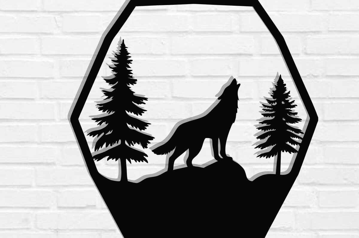 Intra απο ξύλο plywood 3mm-4mm πάχος – Αρχεία κοπής με λέιζερ μεταλλικού τοίχου Wolf Δίασταση  40x30 cm INTRAFABR-118132343