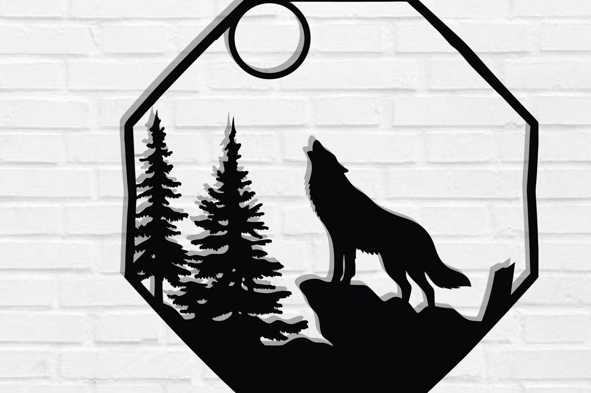 Intra απο ξύλο plywood 3mm-4mm πάχος – Αρχεία κοπής με λέιζερ μεταλλικού τοίχου Wolf Δίασταση  40x30 cm INTRAFABR-118131737