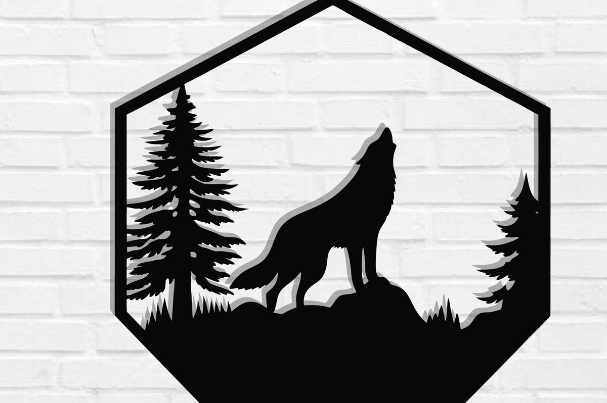 Intra απο ξύλο plywood 3mm-4mm πάχος – Wolf Metal Wall Art, Wolf Wall Decor Δίασταση  40x30 cm INTRAFABR-118131760