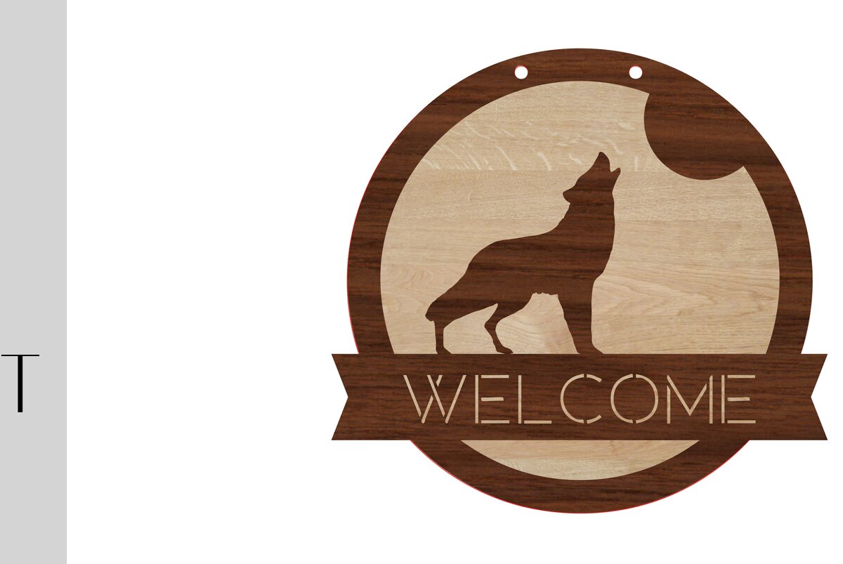 Σετ των 2 Intra απο ξύλο plywood 3mm-4mm πάχος – Αρχείο αποκοπής καλωσορίσματος Wolf Δίασταση  20x20 cm INTRAFABR-13922796