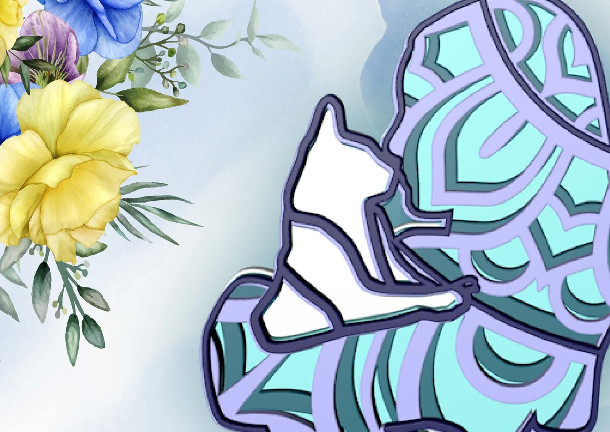 Σετ των 2 Intra απο ξύλο plywood 3mm-4mm πάχος – Γυναίκες και γάτα, 3d Mandala Δίασταση  20x20 cm INTRAFABR-28416645