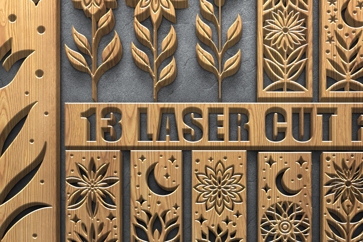 Σετ των 2 Intra απο ξύλο plywood 3mm-4mm πάχος –  με λέιζερ ξύλου τέχνης Δίασταση  20x20 cm INTRAFABR-120857457