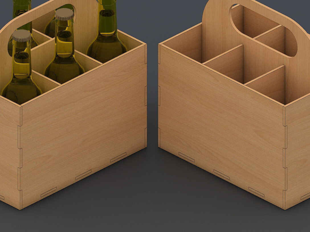 Σετ των 2 Intra απο ξύλο plywood 3mm-4mm πάχος – Wood Beer Box / Σόδα Carrier Holder 113 Δίασταση  20x20 cm INTRAFABR-60958362
