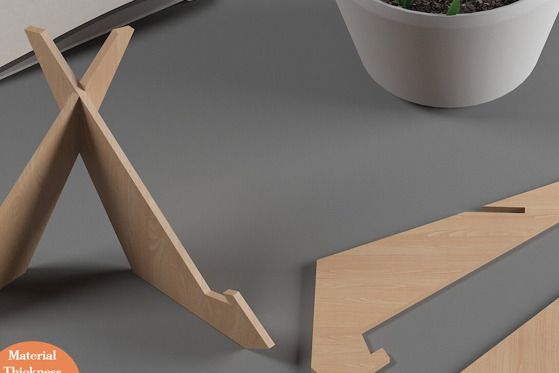 Σετ των 2 Intra απο ξύλο plywood 3mm-4mm πάχος – Wood Book Holder Stand Laser Files 483 Δίασταση  20x20 cm INTRAFABR-54604913