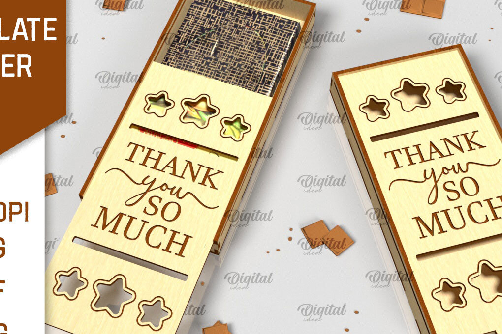 Σετ των 2 Intra απο ξύλο plywood 3mm-4mm πάχος – Ξύλινη θήκη σοκολάτας κοπής με λέιζερ Δίασταση  20x20 cm INTRAFABR-98536886