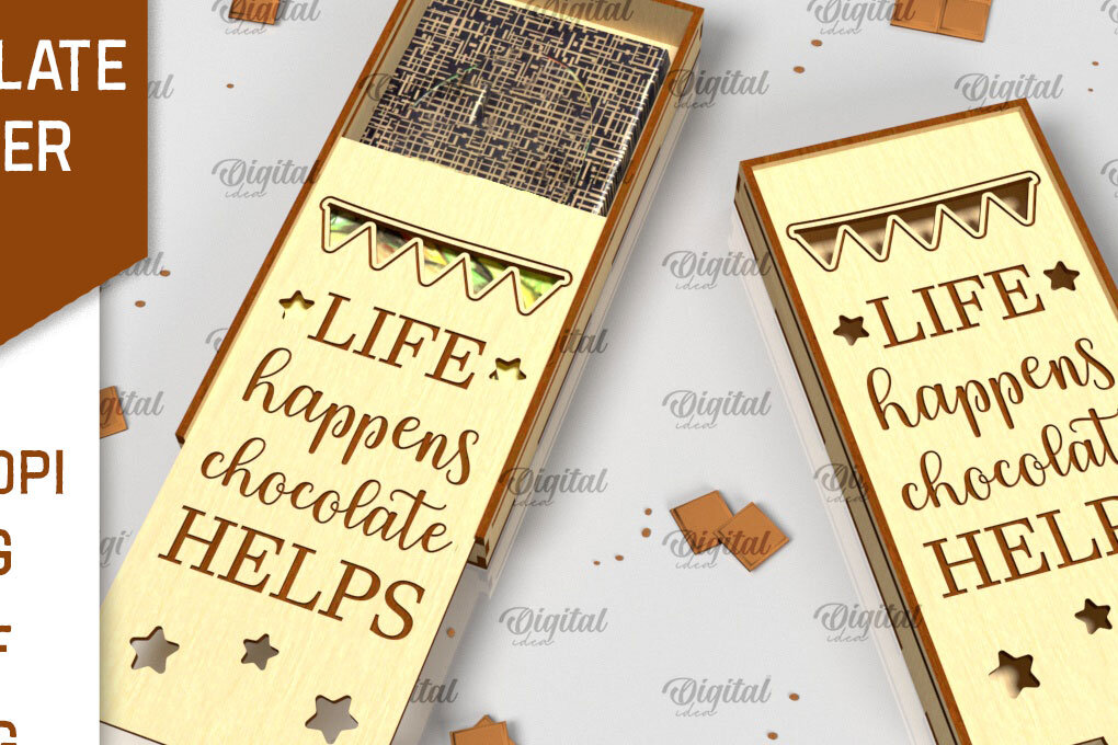 Σετ των 2 Intra απο ξύλο plywood 3mm-4mm πάχος – Ξύλινη θήκη σοκολάτας κοπής με λέιζερ Δίασταση  20x20 cm INTRAFABR-98536916