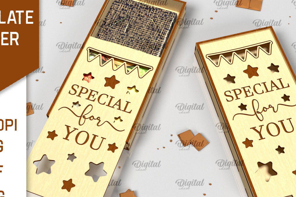 Σετ των 2 Intra απο ξύλο plywood 3mm-4mm πάχος – Ξύλινη θήκη σοκολάτας κοπής με λέιζερ Δίασταση  20x20 cm INTRAFABR-98536964