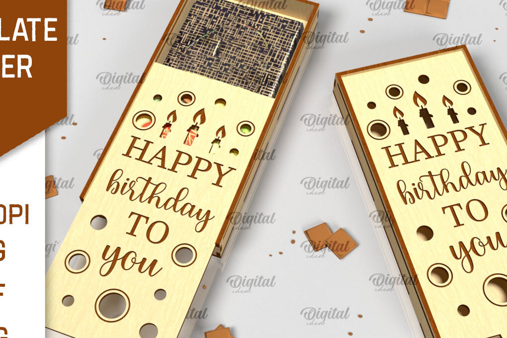 Σετ των 2 Intra απο ξύλο plywood 3mm-4mm πάχος – Ξύλινη θήκη σοκολάτας κοπής με λέιζερ Δίασταση  20x20 cm INTRAFABR-98536984