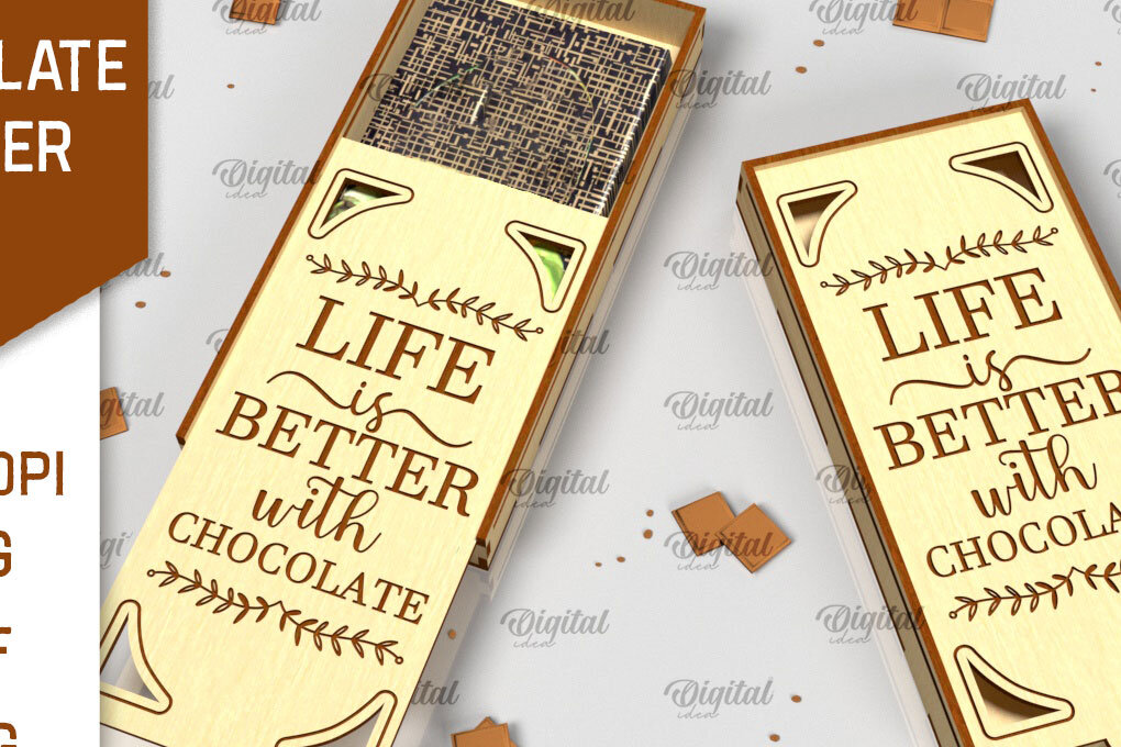 Σετ των 2 Intra απο ξύλο plywood 3mm-4mm πάχος – Ξύλινη θήκη σοκολάτας κοπής με λέιζερ Δίασταση  20x20 cm INTRAFABR-98537003