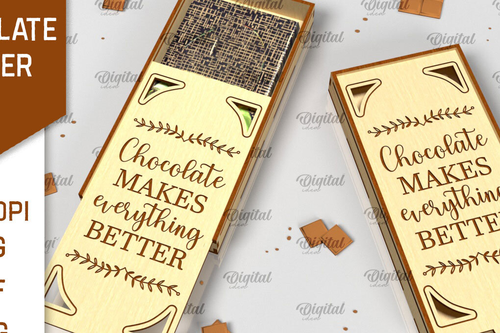 Σετ των 2 Intra απο ξύλο plywood 3mm-4mm πάχος – Ξύλινη θήκη σοκολάτας κοπής με λέιζερ Δίασταση  20x20 cm INTRAFABR-98536853