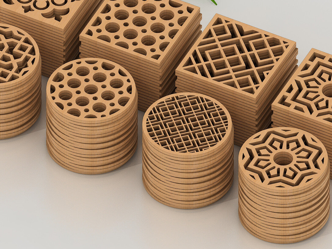 Σετ των 2 Intra απο ξύλο plywood 3mm-4mm πάχος – Σετ Σχεδίασης Ξύλινου Σουβέρ Trivet Grill 172 Δίασταση  20x20 cm INTRAFABR-54597105