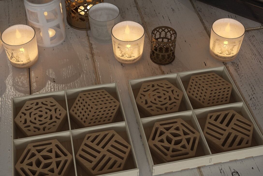 Σετ των 2 Intra απο ξύλο plywood 3mm-4mm πάχος – Ξύλινα σουβέρ για ποτά με θήκη Δίασταση  20x20 cm INTRAFABR-44663325