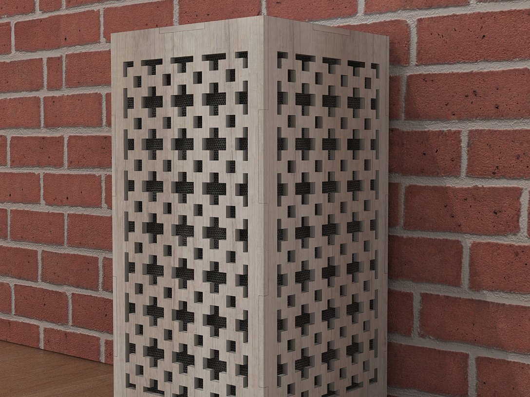 Σετ των 2 Intra απο ξύλο plywood 3mm-4mm πάχος – Ξύλινη λάμπα γραφείου Αρχεία κομμένα με λέιζερ Δίασταση  20x20 cm INTRAFABR-39076764