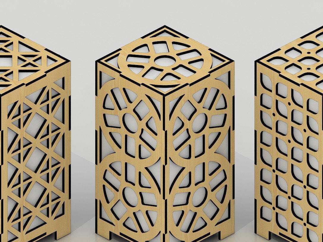 Σετ των 2 Intra απο ξύλο plywood 3mm-4mm πάχος – Ξύλινες λάμπες γραφείου Πακέτο Cut Laser Δίασταση  20x20 cm INTRAFABR-39966911