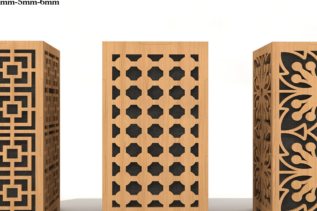 Σετ των 2 Intra απο ξύλο plywood 3mm-4mm πάχος – Ξύλινες λάμπες γραφείου Πακέτο Cut Laser Δίασταση  20x20 cm INTRAFABR-39077164