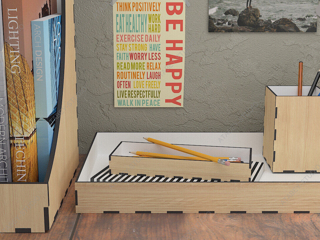 Σετ των 2 Intra απο ξύλο plywood 3mm-4mm πάχος – Ξύλινη οργάνωση γραφείου / θήκη εγγράφων Δίασταση  20x20 cm INTRAFABR-80818177