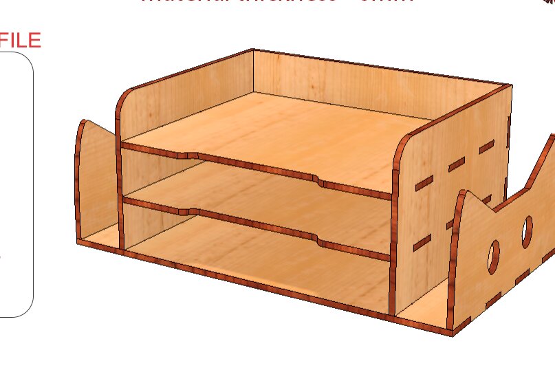 Σετ των 2 Intra απο ξύλο plywood 3mm-4mm πάχος – Ξύλινη οργάνωση γραφείου, Δίσκος χαρτιού με 5 δίσκους Δίασταση  20x20 cm INTRAFABR-113441331