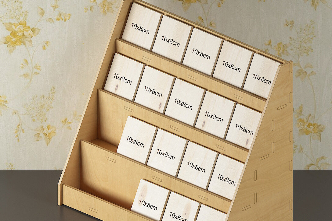 Σετ των 3 Intra απο ξύλο plywood 3mm-4mm πάχος – Ξύλινο σκουλαρίκι Display Rack Organizer 297 Δίασταση  5x5 cm INTRAFABR-56912479