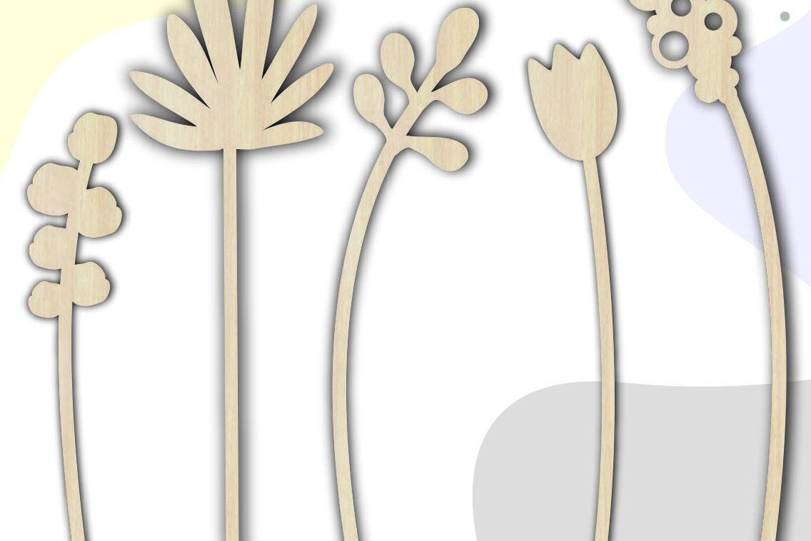 Σετ των 2 Intra απο ξύλο plywood 3mm-4mm πάχος – Wood Flowers, Flowers Cut Laser Δίασταση  20x20 cm INTRAFABR-33914393