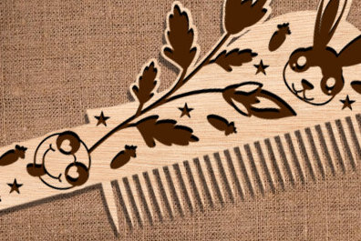 Σετ των 2 Intra απο ξύλο plywood 3mm-4mm πάχος – Ξύλινες χτένες μαλλιών με λέιζερ Δίασταση  20x20 cm INTRAFABR-97511662