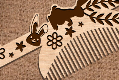 Σετ των 2 Intra απο ξύλο plywood 3mm-4mm πάχος – Ξύλινες χτένες μαλλιών με λέιζερ Δίασταση  20x20 cm INTRAFABR-97511670