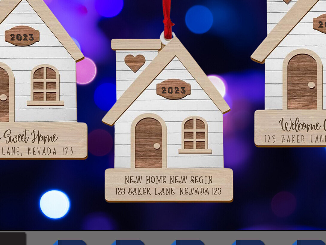 Σετ των 2 Intra απο ξύλο plywood 3mm-4mm πάχος – Ξύλινα στολίδια σπιτιού για χριστουγεννιάτικο δέντρο Δίασταση  20x20 cm INTRAFABR-81960244