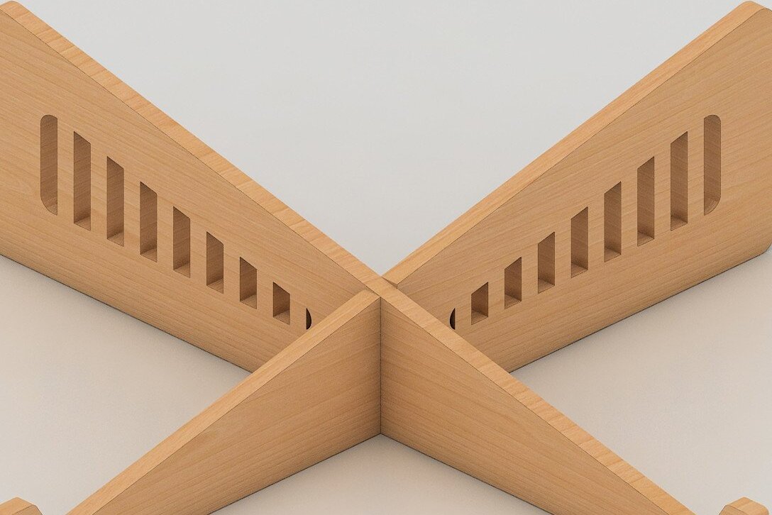 Σετ των 2 Intra απο ξύλο plywood 3mm-4mm πάχος – Ξύλινη βάση φορητού υπολογιστή / Laser, Dxf, Cdr Δίασταση  20x20 cm INTRAFABR-42961596