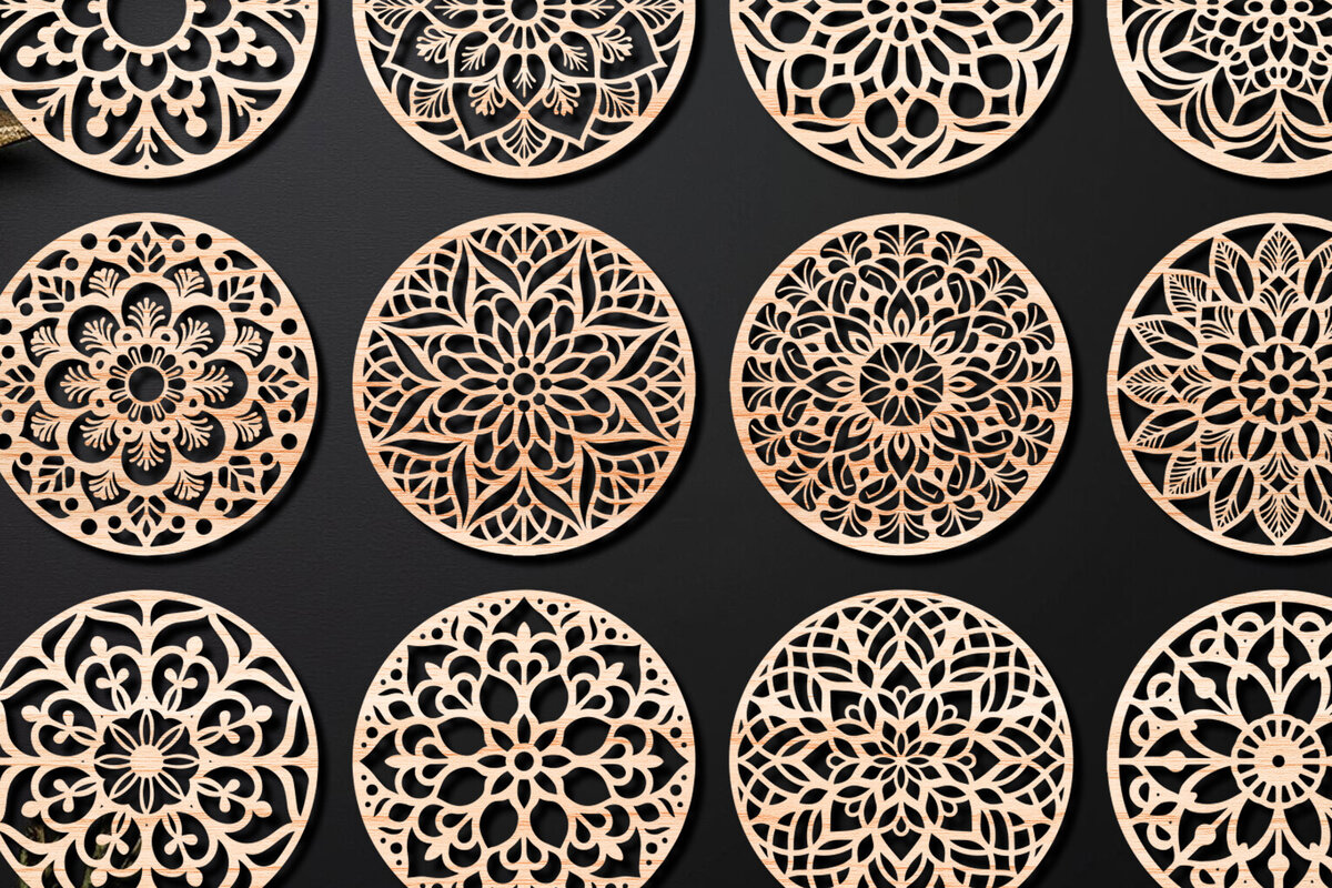 Σετ των 2 Intra απο ξύλο plywood 3mm-4mm πάχος – Πακέτο σχεδίασης σουβέρ κοπής με λέιζερ ξύλου 01 Δίασταση  20x20 cm INTRAFABR-109097903