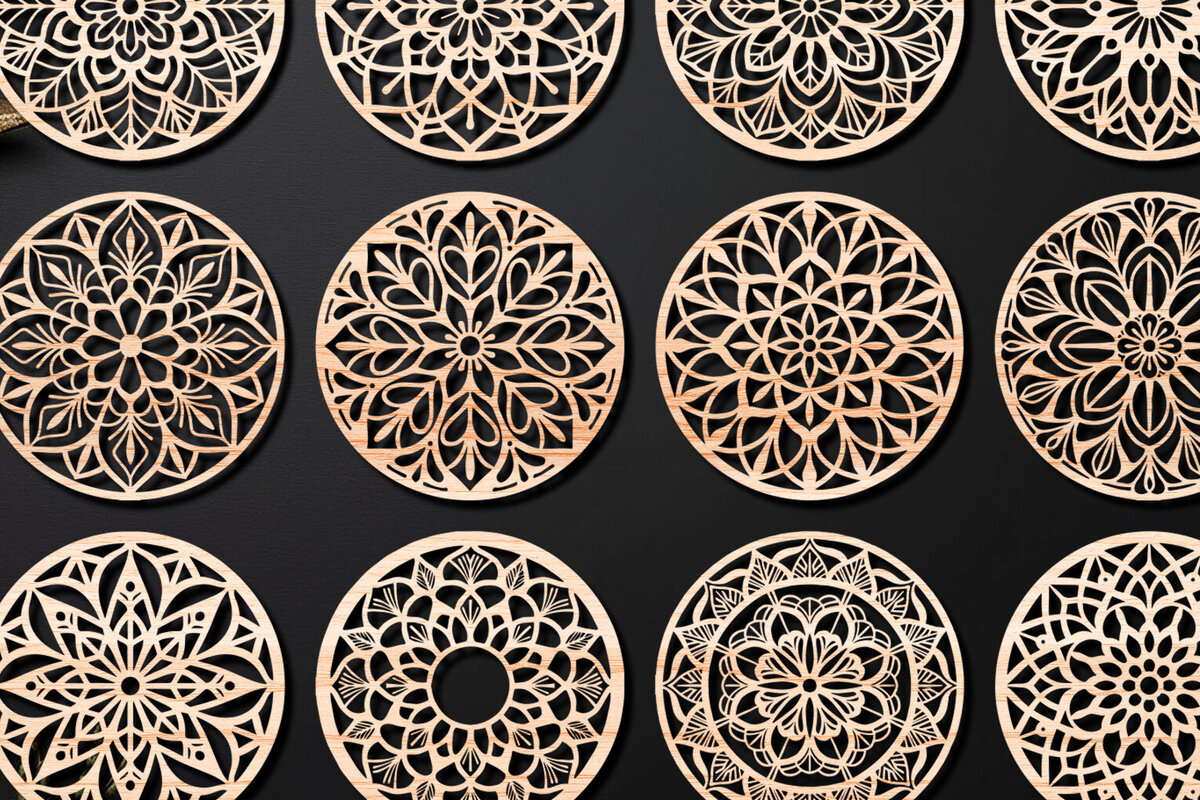 Σετ των 2 Intra απο ξύλο plywood 3mm-4mm πάχος – Πακέτο σχεδίασης σουβέρ κοπής με λέιζερ ξύλου 02 Δίασταση  20x20 cm INTRAFABR-109097918