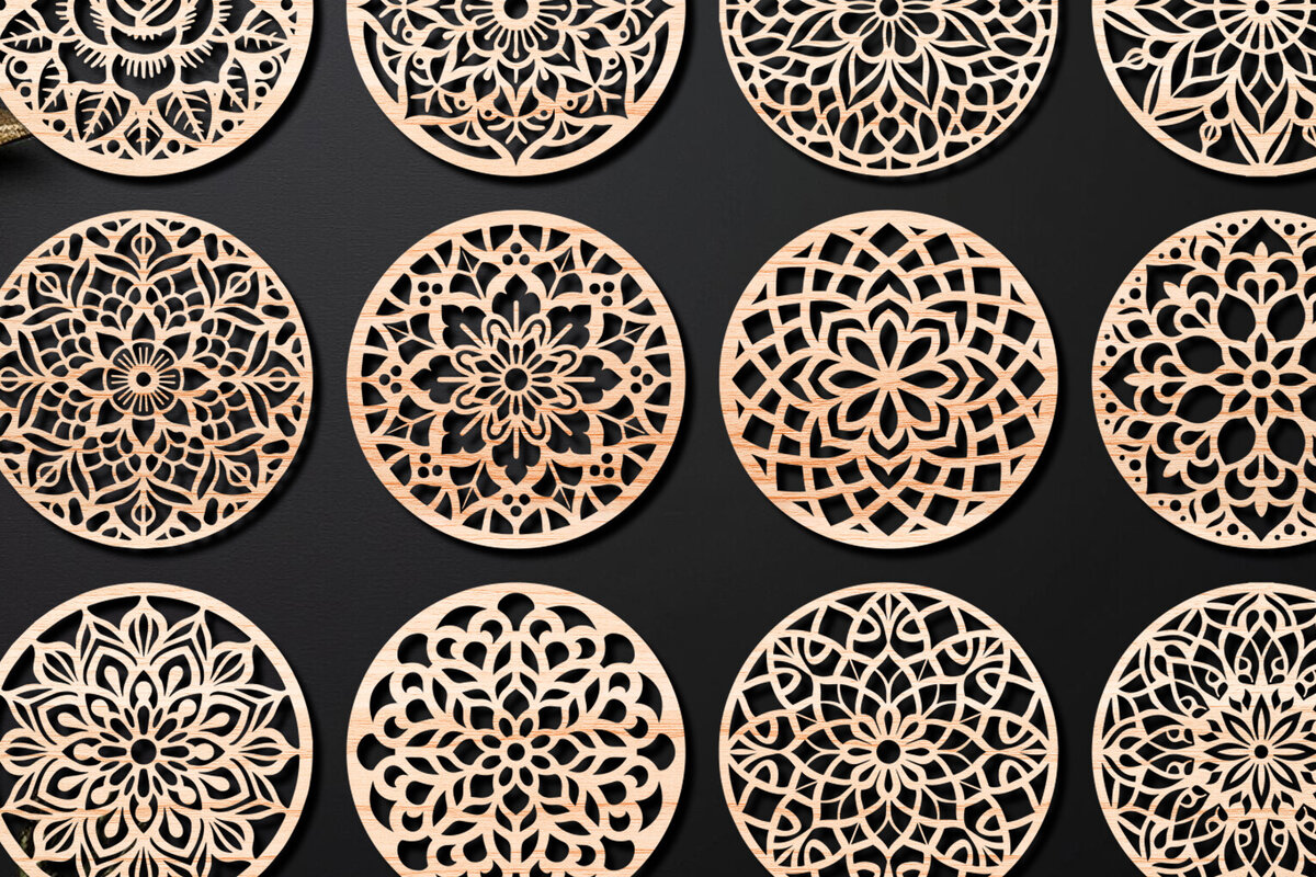 Σετ των 2 Intra απο ξύλο plywood 3mm-4mm πάχος – Πακέτο σχεδίασης σουβέρ κοπής με λέιζερ ξύλου 04 Δίασταση  20x20 cm INTRAFABR-109097946